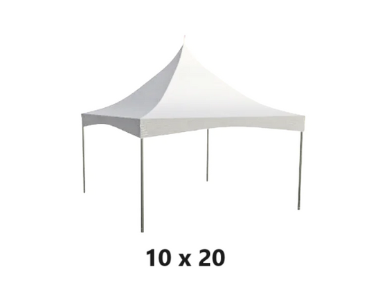 a 10 foot by 20 foot white marquee high peak event tent