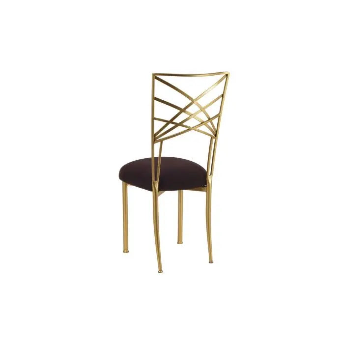 gold fanfare chair with black cushion