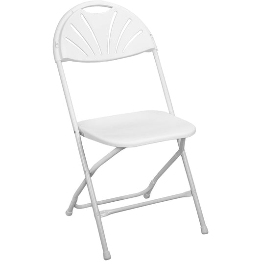white Fanback folding chair