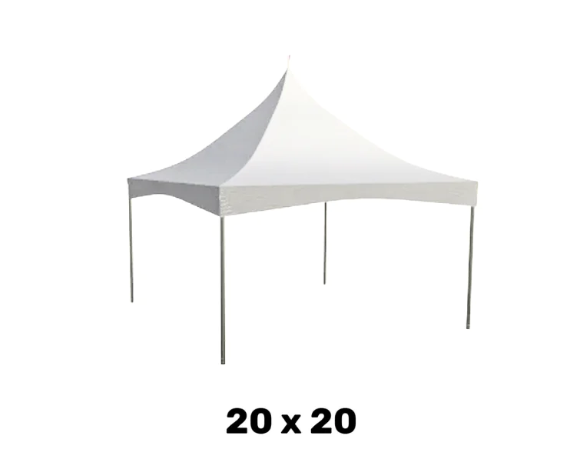 a 20 foot by 20 foot white marquee high peak event tent