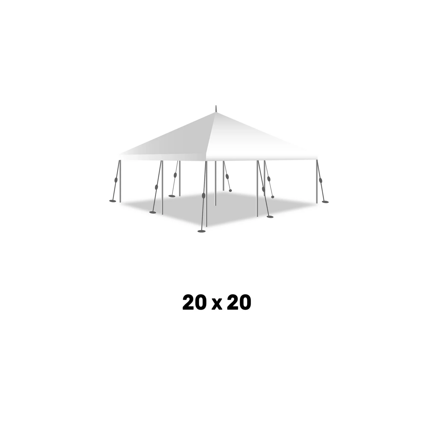 a 15 foot by 20 foot white marquee high peak pole tent