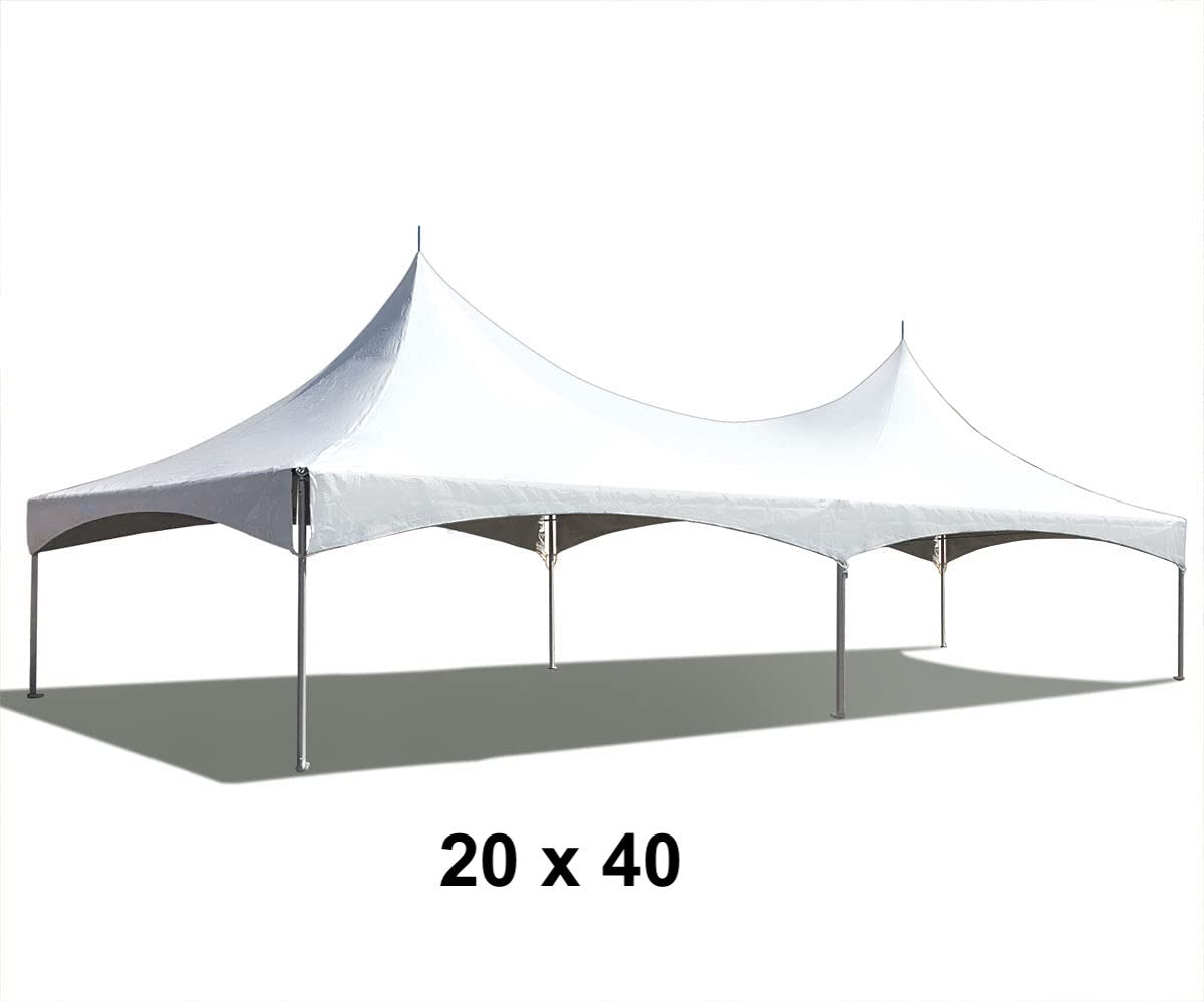 a 20 foot by 40 foot white marquee high peak event tent