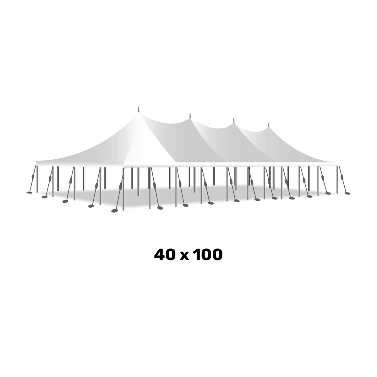 a 40 foot by 100 foot white marquee high peak pole tent
