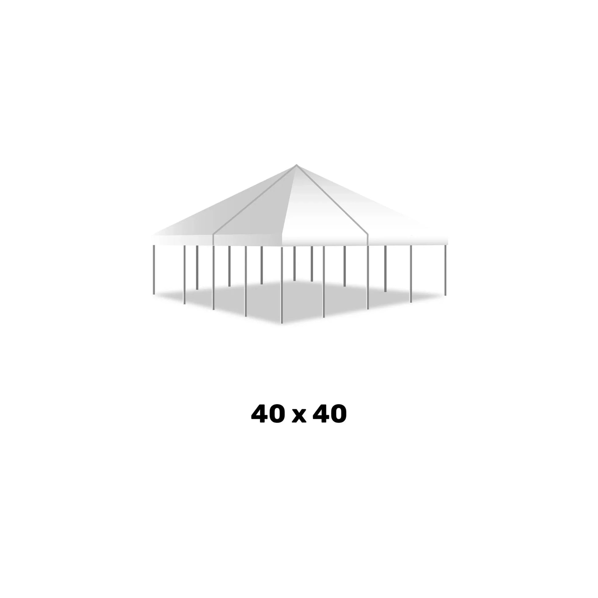 a 40 foot by 40 foot white West Coast Frame Tent