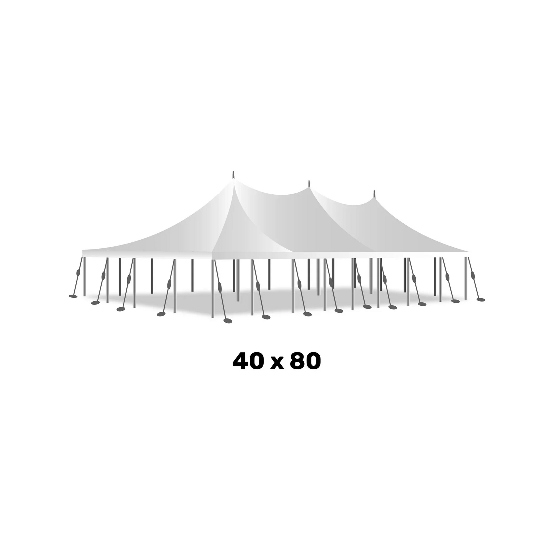 a 40 foot by 80 foot white marquee high peak pole tent