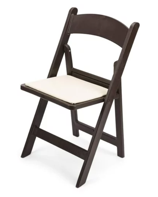 brown resin padded folding chair