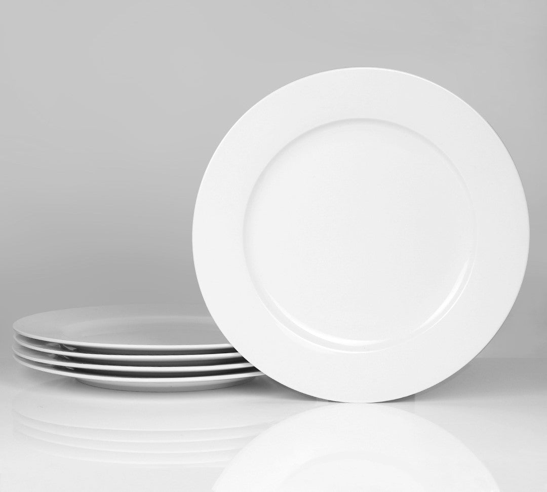 white ceramic round dinner plate