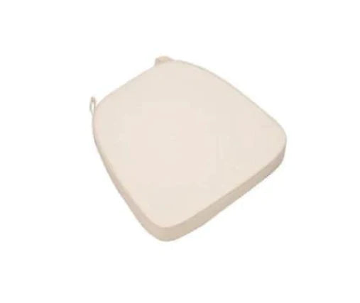 Cream-coloured chair cushion with velcro straps on the back