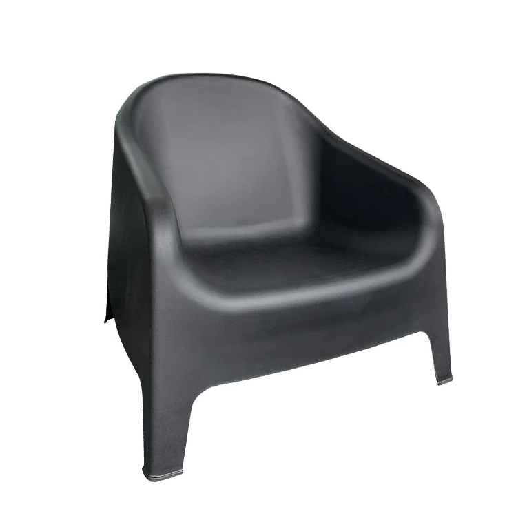 black resin tub-style patio chair