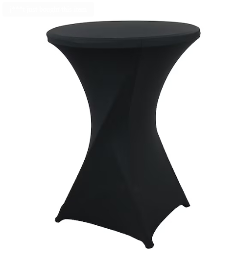 black spandex cover encased over a cocktail table