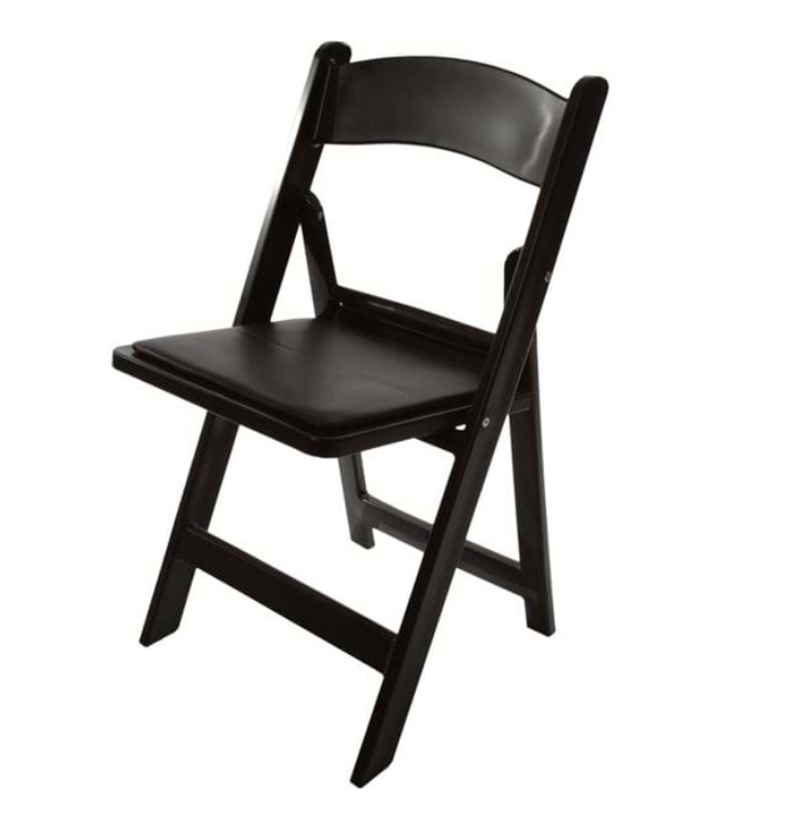 black resin padded folding chair